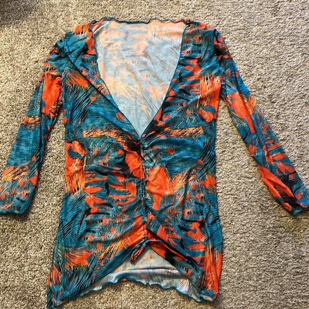 2pc matching tropical bikini top and cover up bathing suit NWOT - Picture 5 of 5